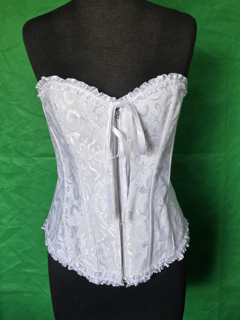 Spirit Plus Size White Brocade Bustier Corset 2XL Lace Up Back